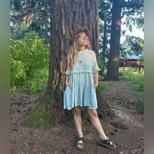 Free People, indigo plant dyed tee-shirt dress